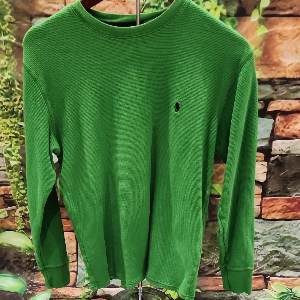 Green Thermal Long Sleeve Polo Shirt